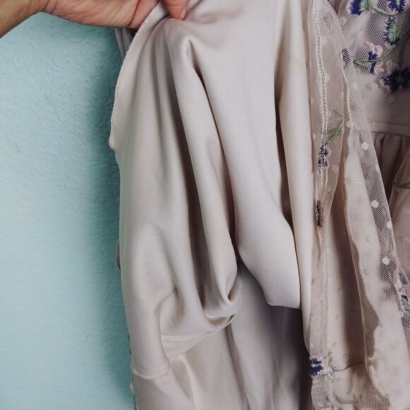 SPEECHLESS Girls M Beige Cream Purple Dress Floral Polka Dot Lace Sleeveless - Picture 6 of 10